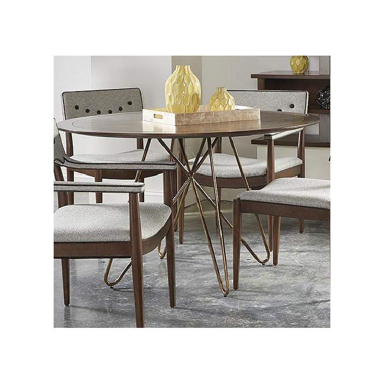 Image 1 Sylvette Walnut Wood Round Modern Dining Table