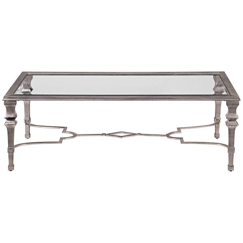 Sylvia 50&quot; Wide Silver Leaf Rectangle Cocktail Table
