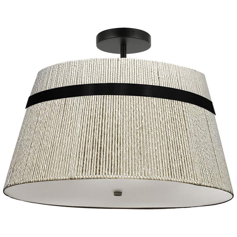 Image 1 Sylvie 15" Wide 3-Light Matte Black Semi Flush Mount w/ Natural Shade