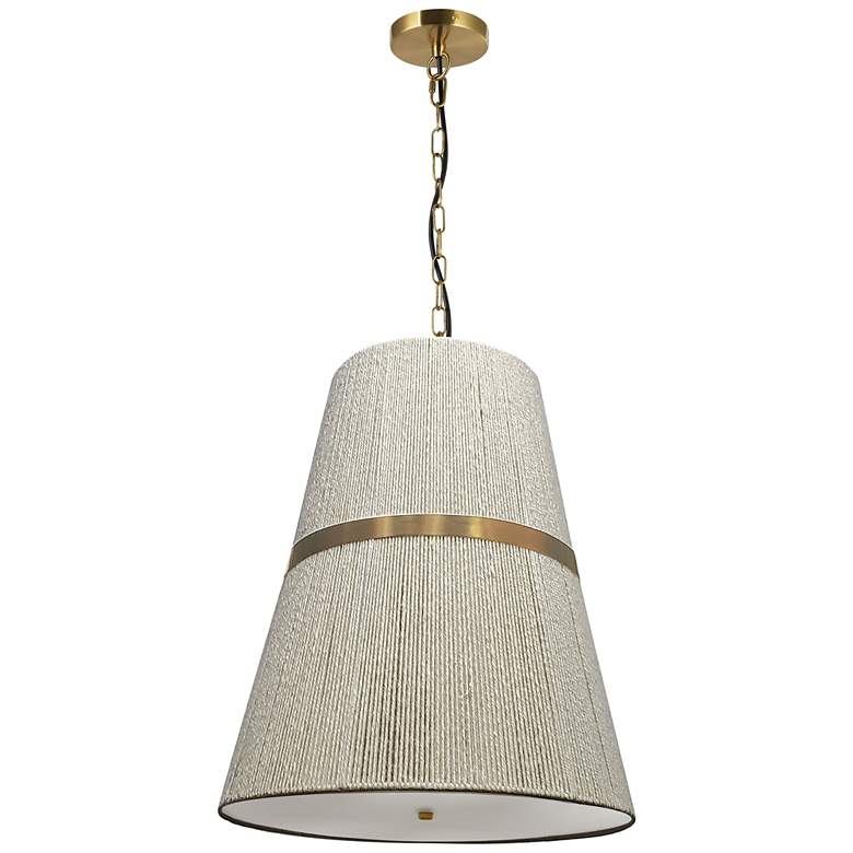 Image 1 Sylvie 18" Wide 3-Light Aged Brass Finish Pendant w/ Natural Shade