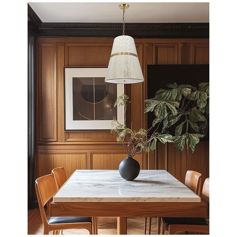 Image 2 Sylvie 18" Wide 3-Light Aged Brass Finish Pendant w/ Natural Shade more views