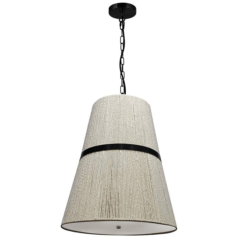 Image 1 Sylvie 18" Wide 3-Light Matte Black Finish Pendant w/ Natural Shade