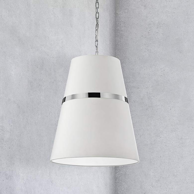 Image 1 Symphony 18"W Polished Chrome Pendant Light w/ White Shade