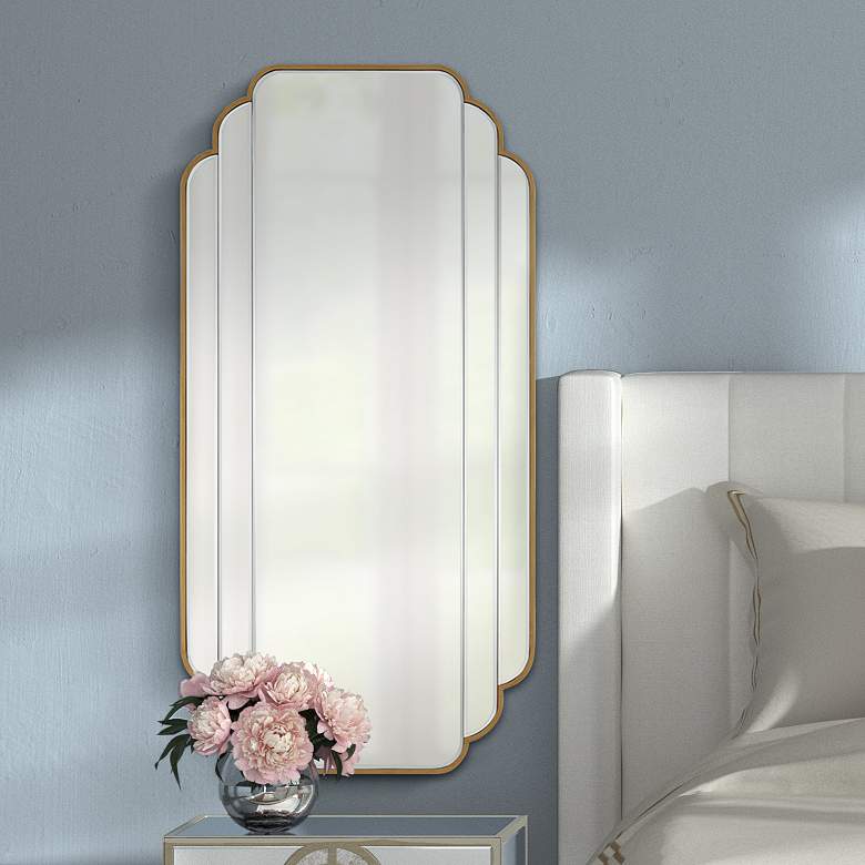 Image 2 Symphony Brush Gold 23 1/2 inch x 47 inch Scalloped Edge Wall Mirror