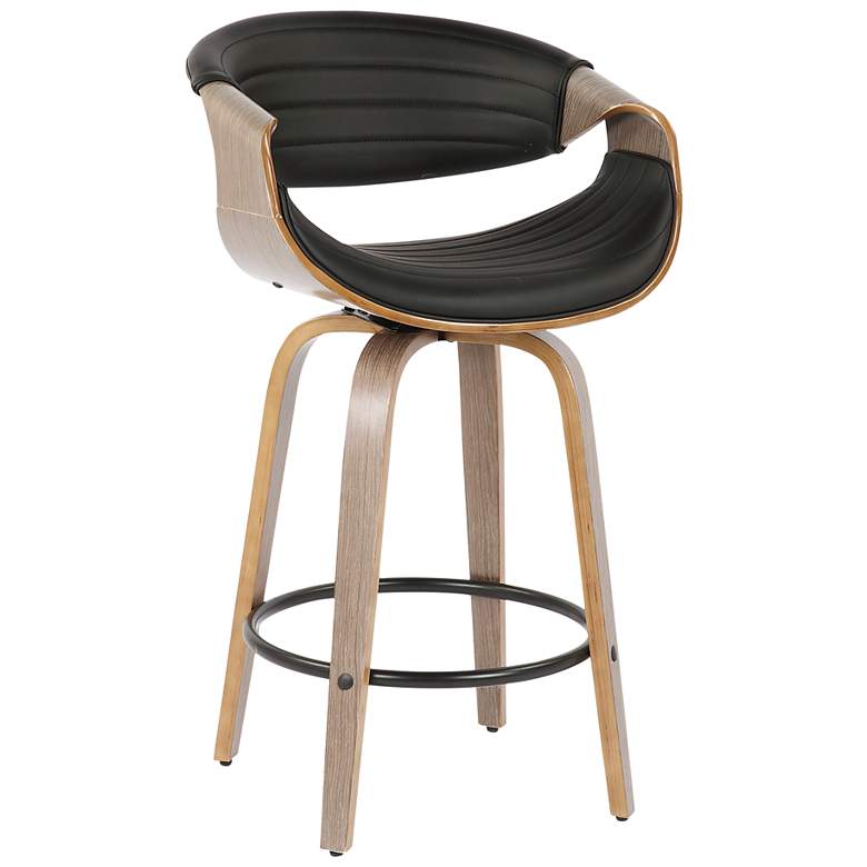 Image 3 Symphony Counter Stool in Grey Wood and Black PU by LumiSource Pair more views