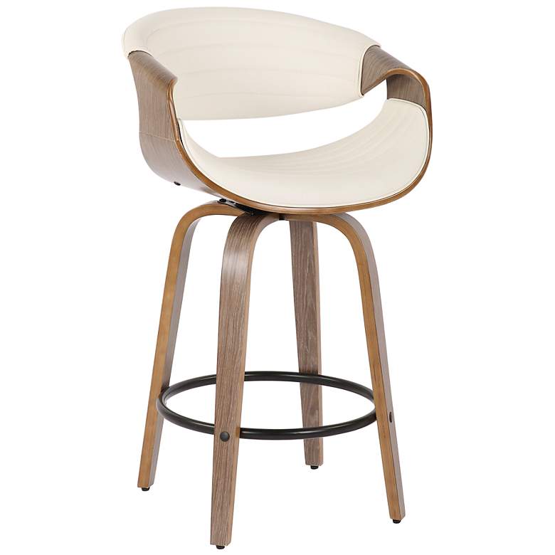 Image 3 Symphony Counter Stool in Grey Wood and White PU by LumiSource Pair more views