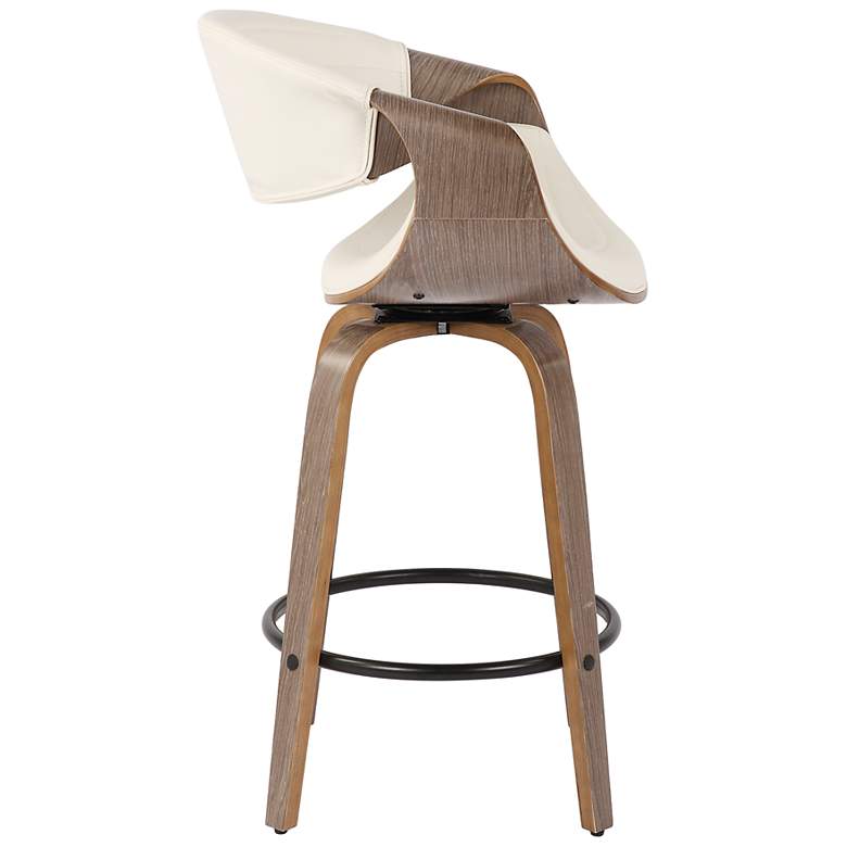 Image 4 Symphony Counter Stool in Grey Wood and White PU by LumiSource Pair more views