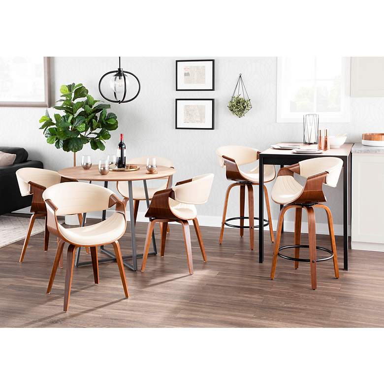 Image 7 Symphony Counter Stool in Walnut and Cream Faux Leather by LumiSource Pair more views