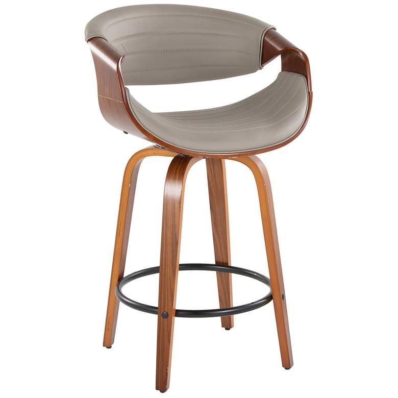 Image 2 Symphony Counter Stool in Walnut and Grey Faux Leather by LumiSource Pair more views