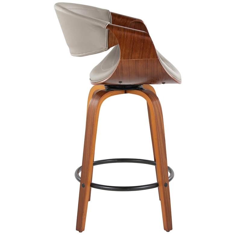 Image 3 Symphony Counter Stool in Walnut and Grey Faux Leather by LumiSource Pair more views
