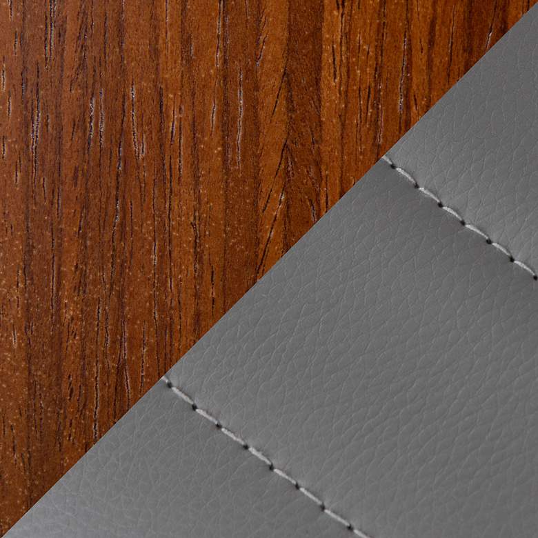 Image 7 Symphony Counter Stool in Walnut and Grey Faux Leather by LumiSource Pair more views