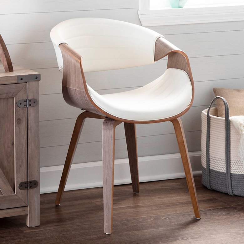 Image 1 Symphony Dining/Accent Chair in Grey Wood and White PU by LumiSource