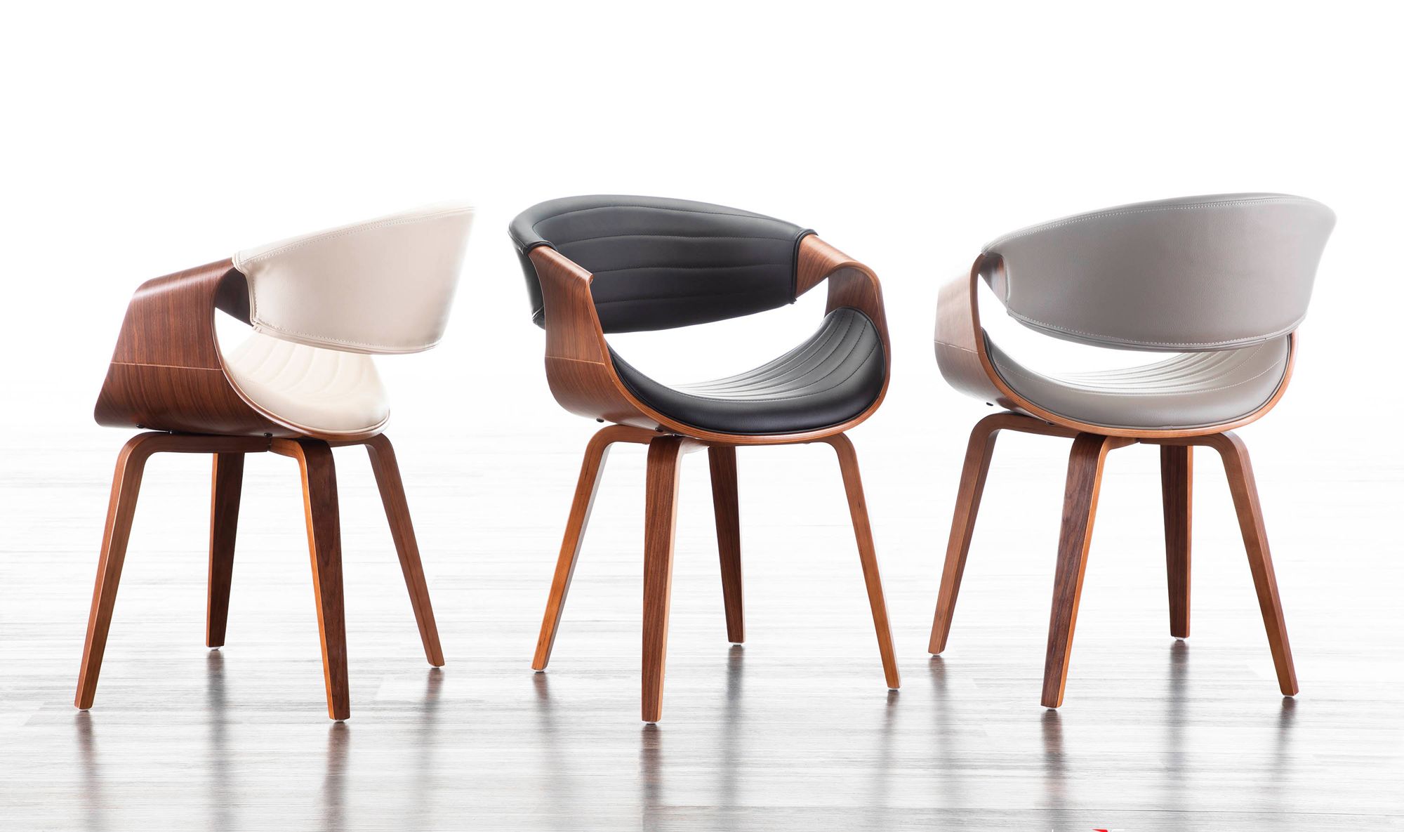 Symphony Dining/Accent Chair in Walnut Wood and Cream PU by LumiSource