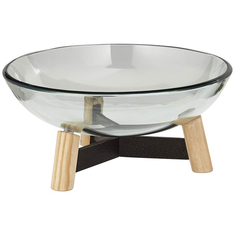 Image 3 Synchrony 16 inch Wide Clear Tempered Glass Decorative Bowl more views