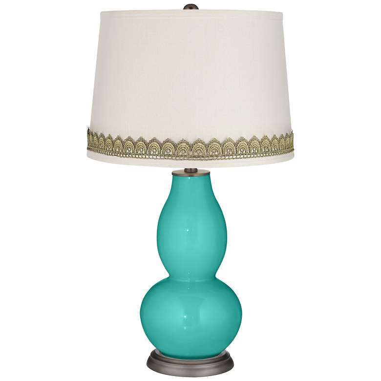 Image 1 Synergy Double Gourd Table Lamp with Scallop Lace Trim