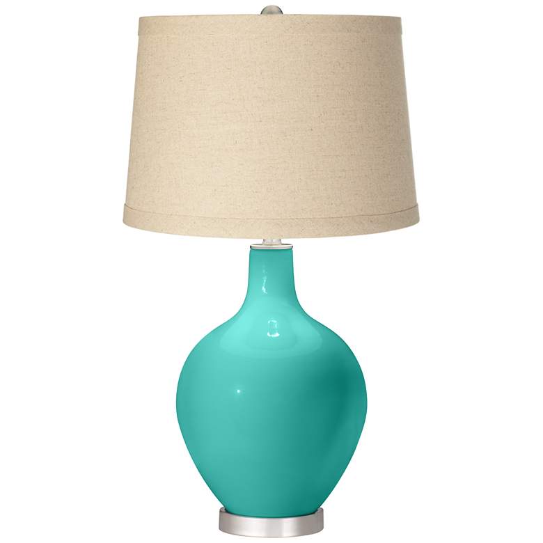 Image 1 Synergy Oatmeal Linen Shade Ovo Table Lamp