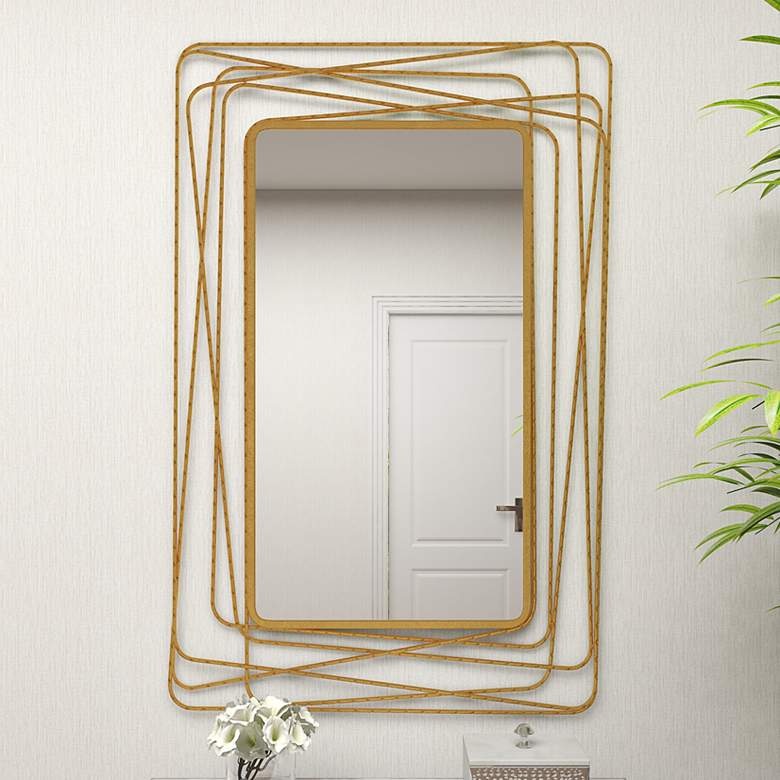 Image 1 Synergy Polished Gold 31 inch x 47 inch Rectangular Wall Mirror