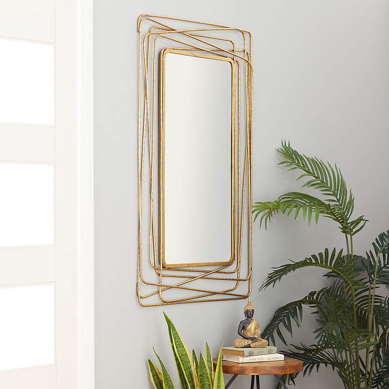 Image 7 Synergy Polished Gold 31 inch x 47 inch Rectangular Wall Mirror more views