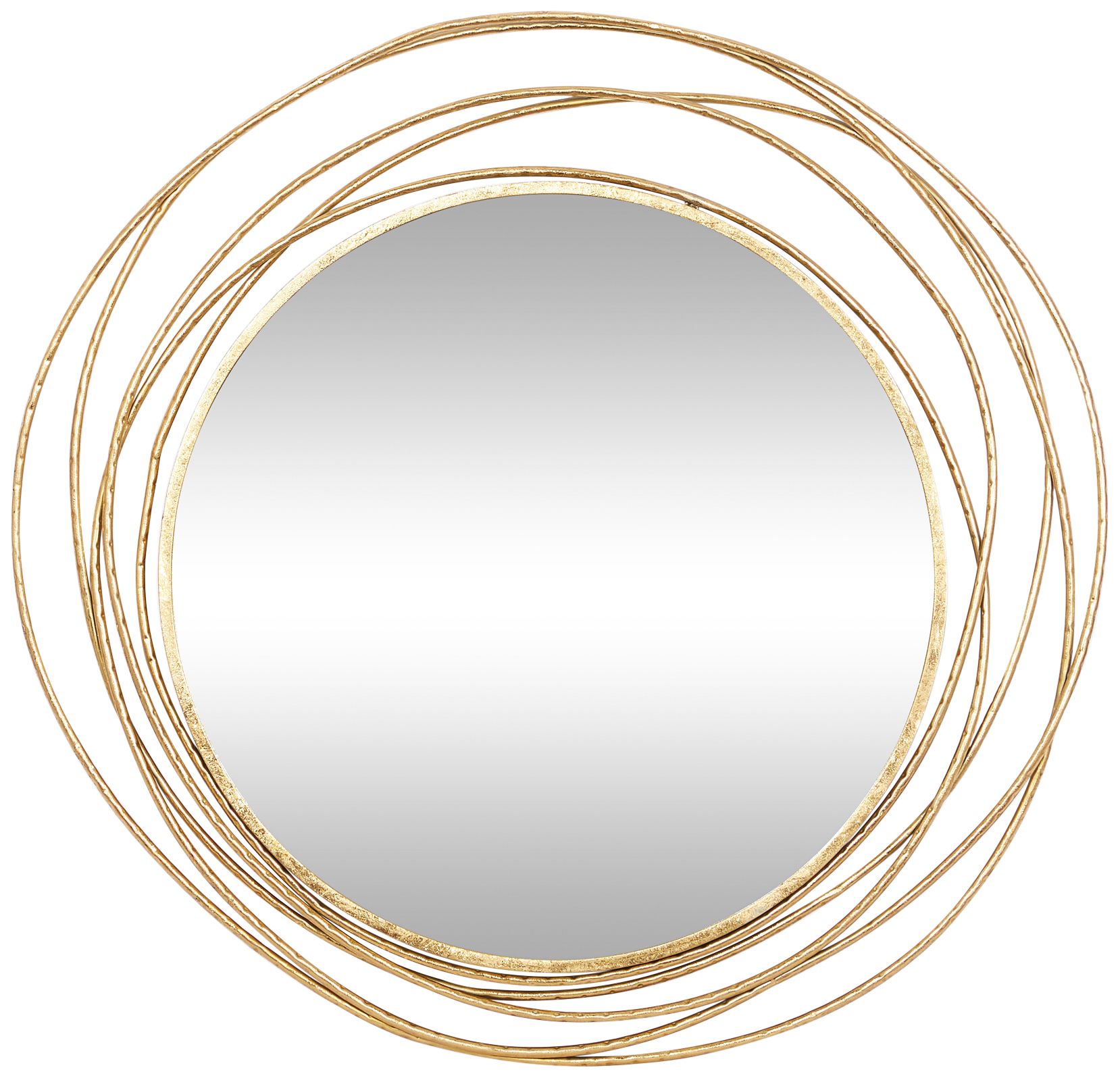 Image 2 Synergy Polished Gold Metal 40" Round Wall Mirror