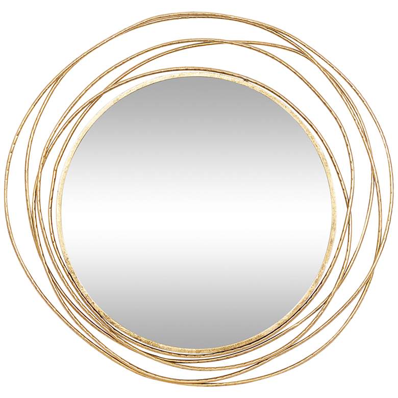 Image 2 Synergy Polished Gold Metal 40 inch Round Wall Mirror