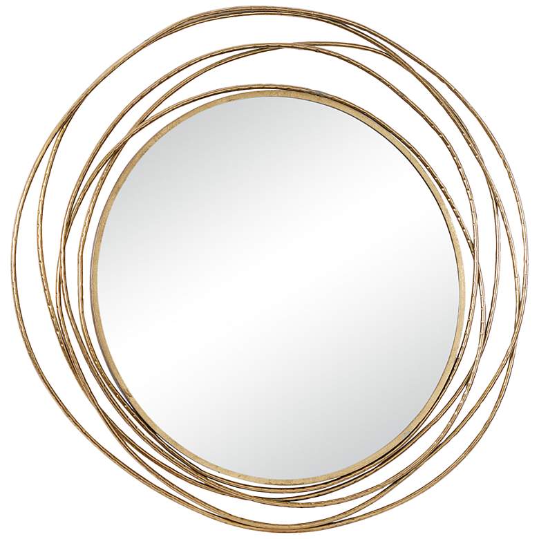Image 6 Synergy Polished Gold Metal 40 inch Round Wall Mirror more views