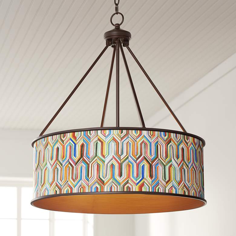 Image 1 Synthesis Yulie 24 3/4" Wide Bronze Modern Pendant Light