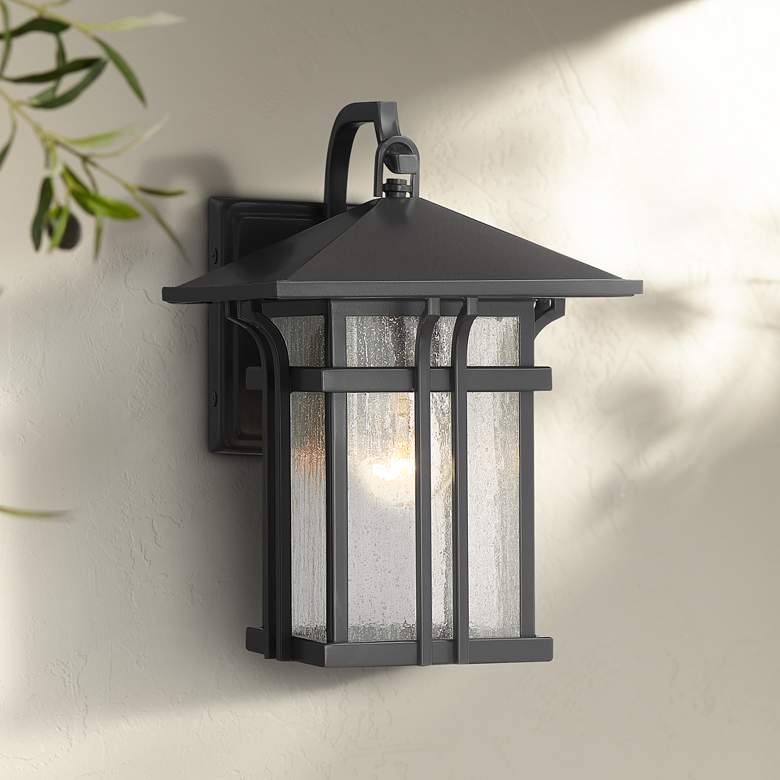 Image 1 Syon 10 1/2" High Bronze and Glass Outdoor Wall Light