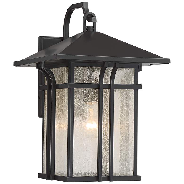 Syon 16 1/2 inch High Bronze and Seeded Glass Outdoor Mission Wall Light