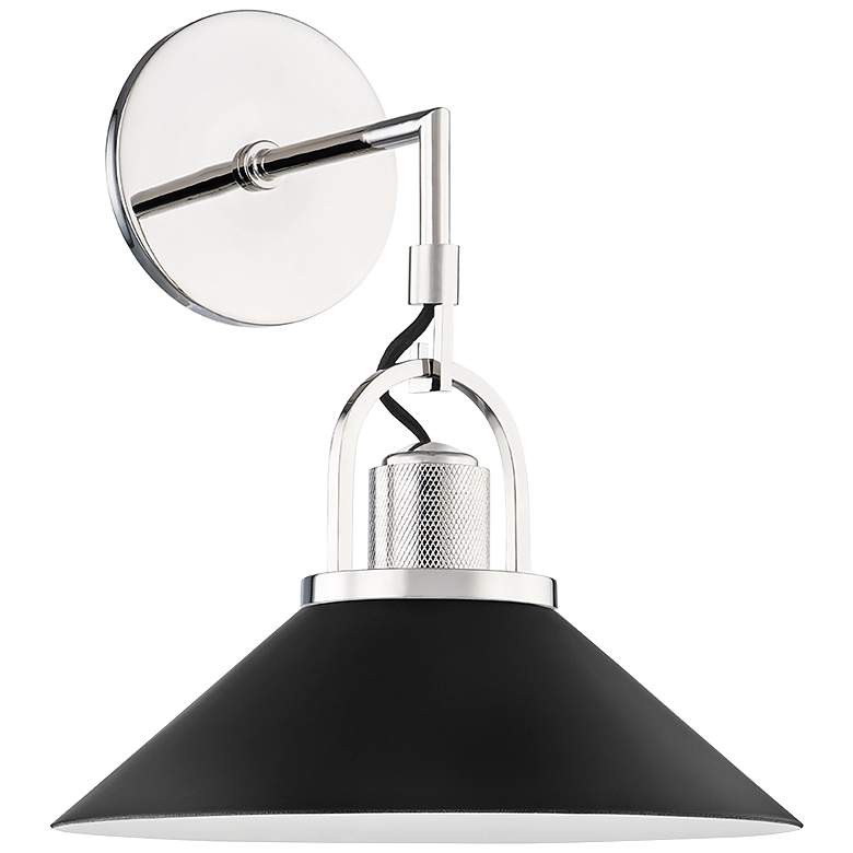 Image 1 Syosset 14" High Polished Nickel and Black Wall Sconce