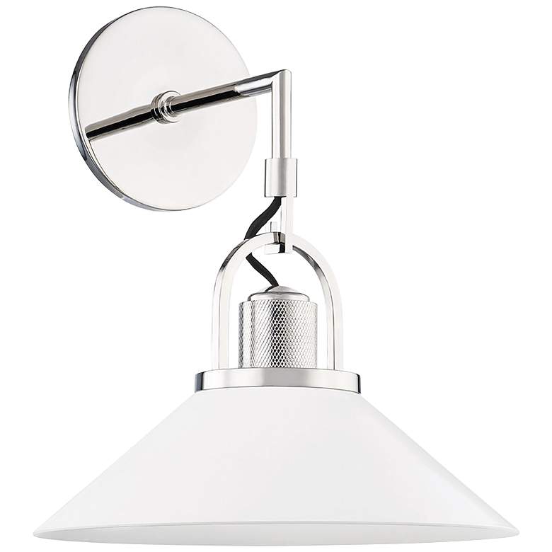 Image 1 Syosset 14 inch High Polished Nickel and White Wall Sconce