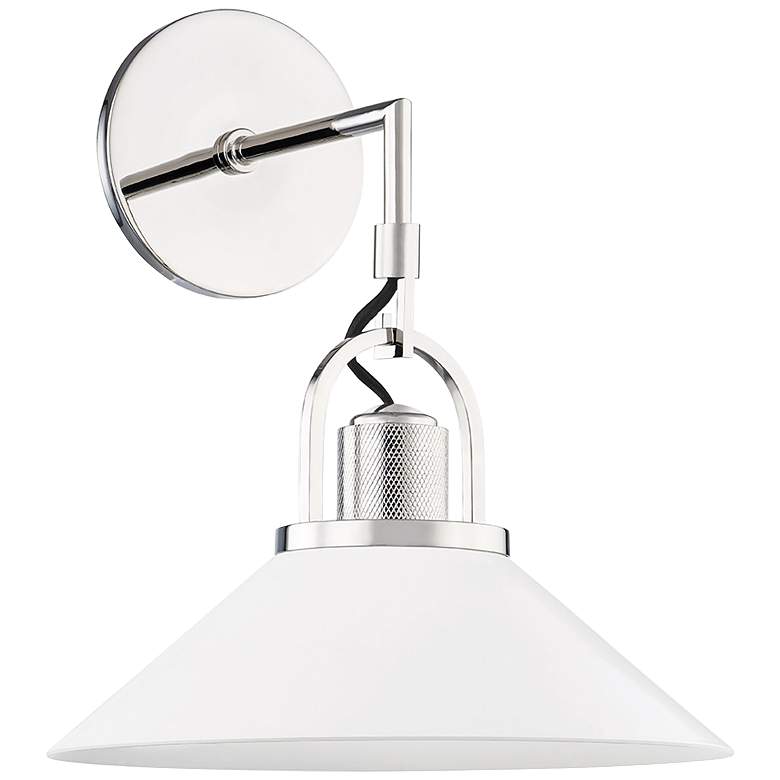 Image 1 Syosset 14" High Polished Nickel and White Wall Sconce