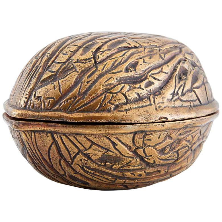 Image 1 Syracuse Antique Brass Walnut-Shaped Jewelry Box with Lid