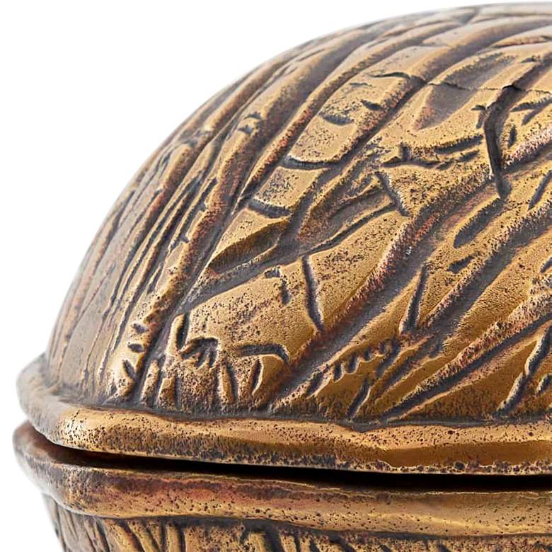 Image 2 Syracuse Antique Brass Walnut-Shaped Jewelry Box with Lid more views