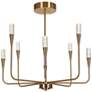 1_Syring 27" Wide Gold 8-Light LED Chandelier