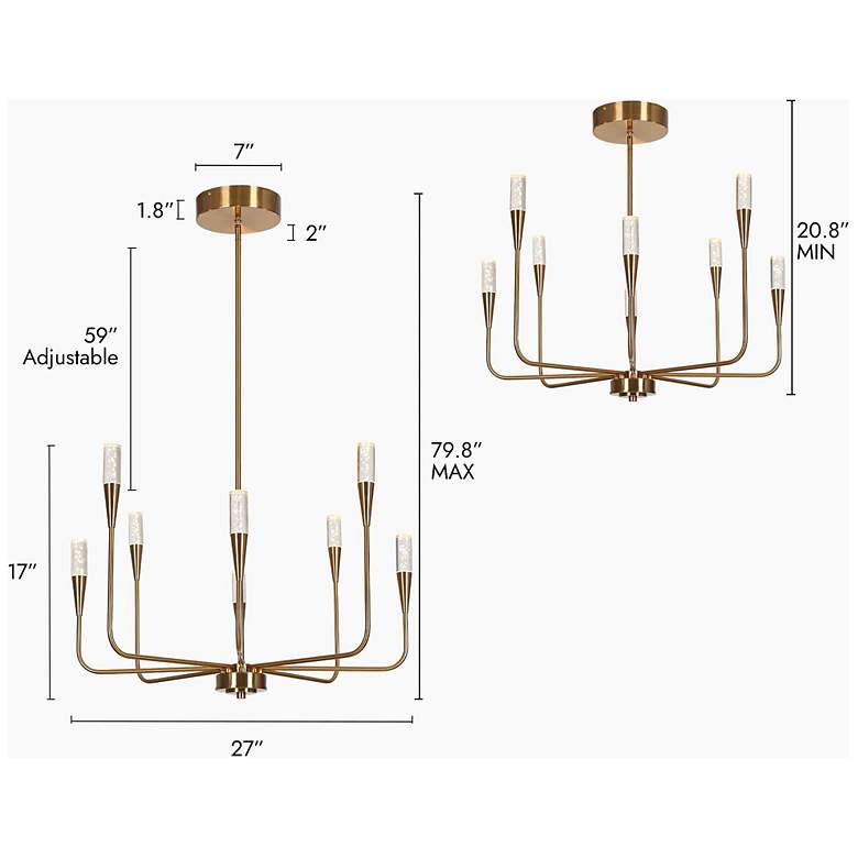 Image 5 Syring 27" Wide Gold 8-Light LED Chandelier more views