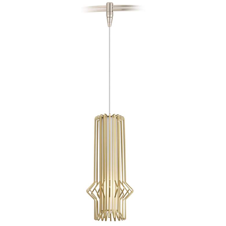 Image 1 Syrma 5" Wide Satin Gold LED Monorail Mini Pendant Light