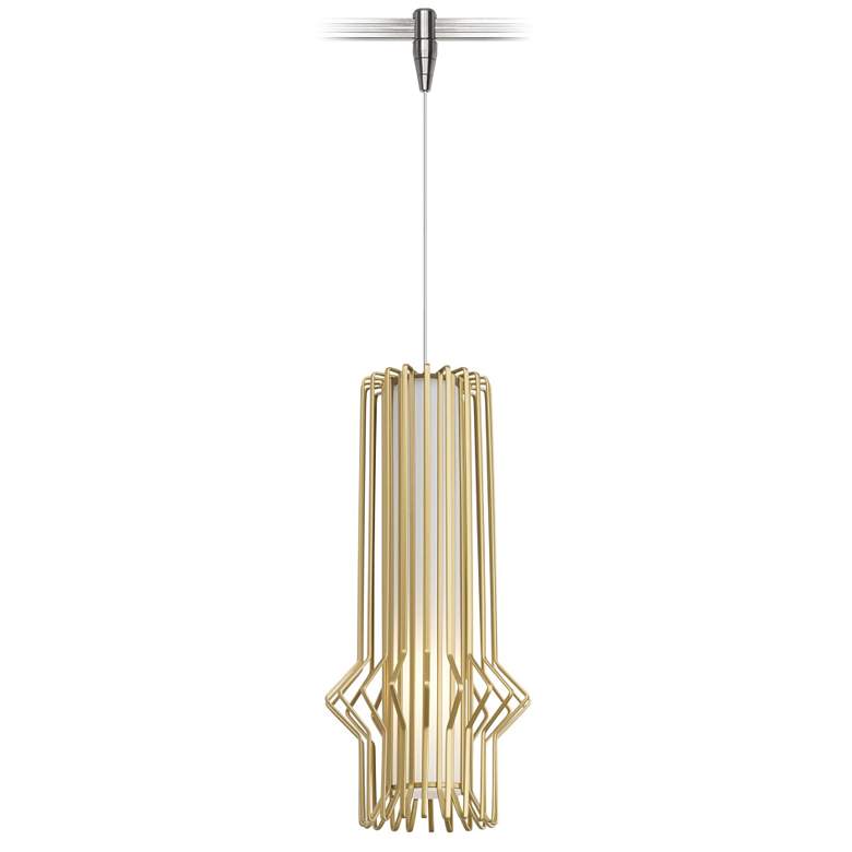 Image 1 Syrma 5" Wide Satin Gold Monorail Mini Pendant
