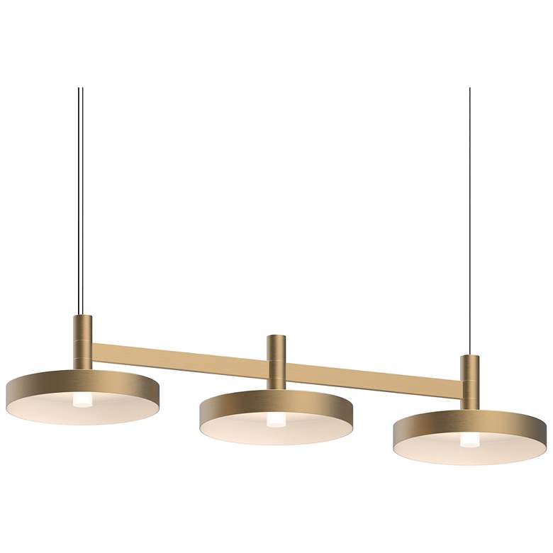 Image 1 Systema Staccato 3-Light Linear Pendant with Pan Shades - Brass Finish