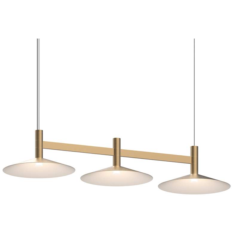 Image 1 Systema Staccato 3-Light Linear Pendant with Shallow Cone Shades - Brass