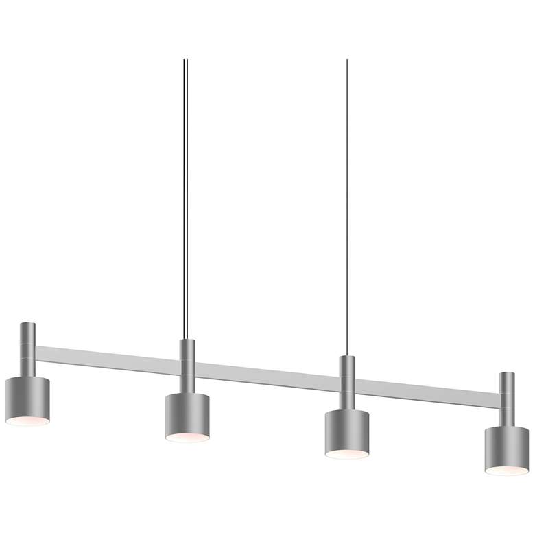 Image 1 Systema Staccato 4-Light Linear Pendant with Drum Shades - Bright Aluminum