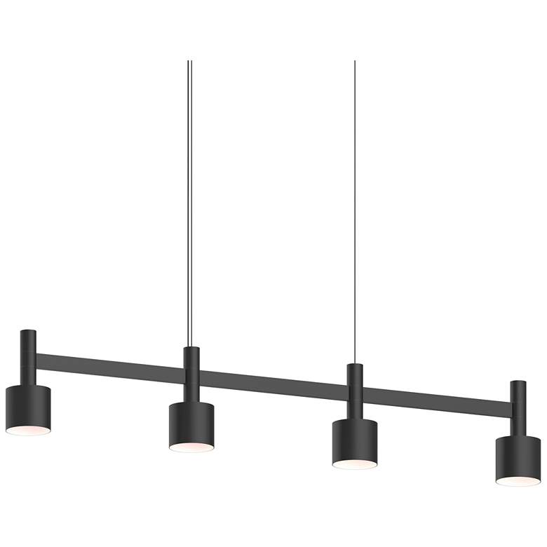 Image 1 Systema Staccato 4-Light Linear Pendant with Drum Shades - Satin Black