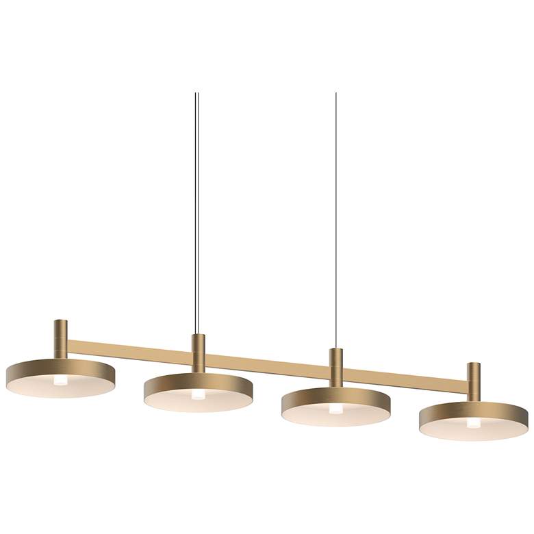 Image 1 Systema Staccato 4-Light Linear Pendant with Pan Shades - Brass Finish