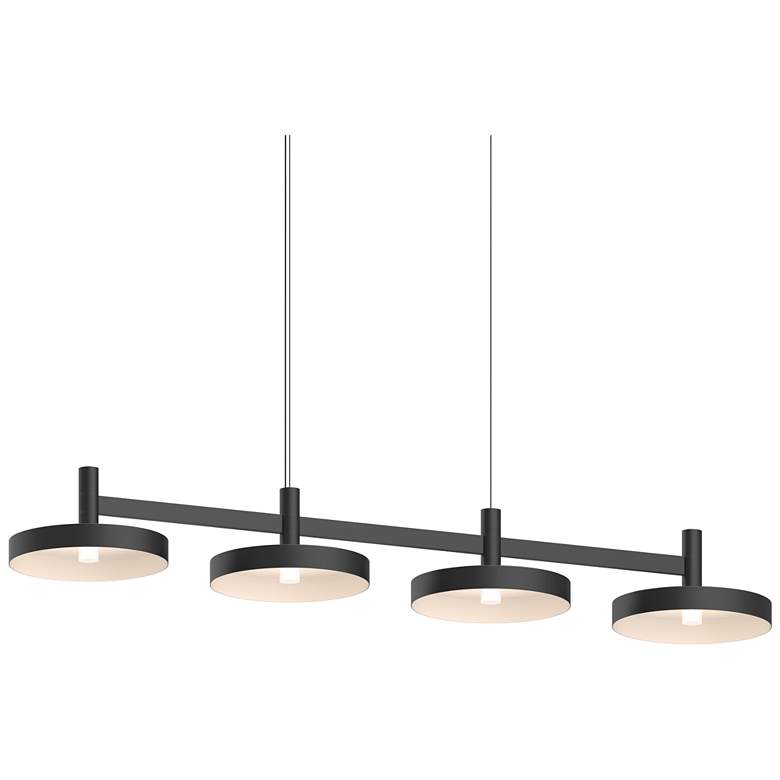 Image 1 Systema Staccato 4-Light Linear Pendant with Pan Shades - Satin Black
