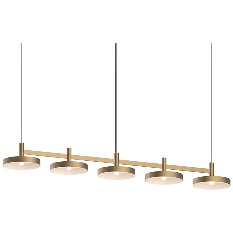 Image 1 Systema Staccato 5-Light Linear Pendant with Pan Shades - Brass Finish