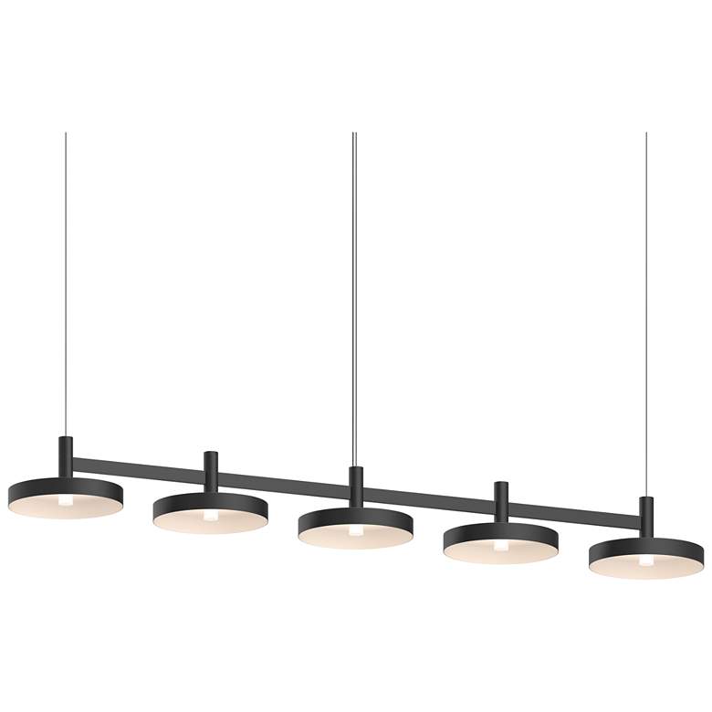 Image 1 Systema Staccato 5-Light Linear Pendant with Pan Shades - Satin Black