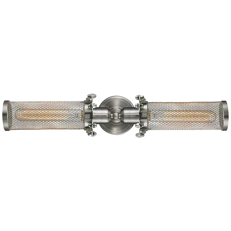 Image 1 T-Bowtie 21" Wide Satin Nickel Industrial Wall Sconce