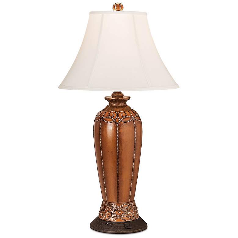 Image 1 T4637 - Chestnut and Gold Work Station Table Lamp