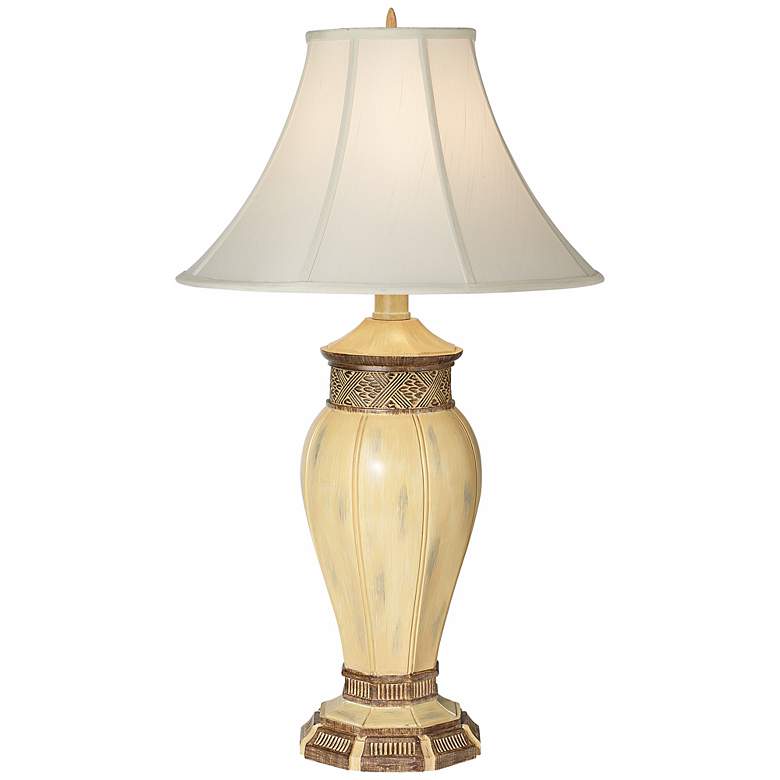 Image 1 T4653 - Travertine and Bronze Table Lamp