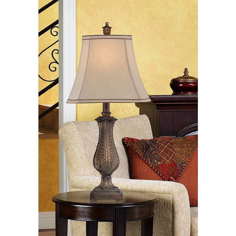 Image 1 Regency Hill Petite Vase 25 inch High Old Oak Table Lamp in scene