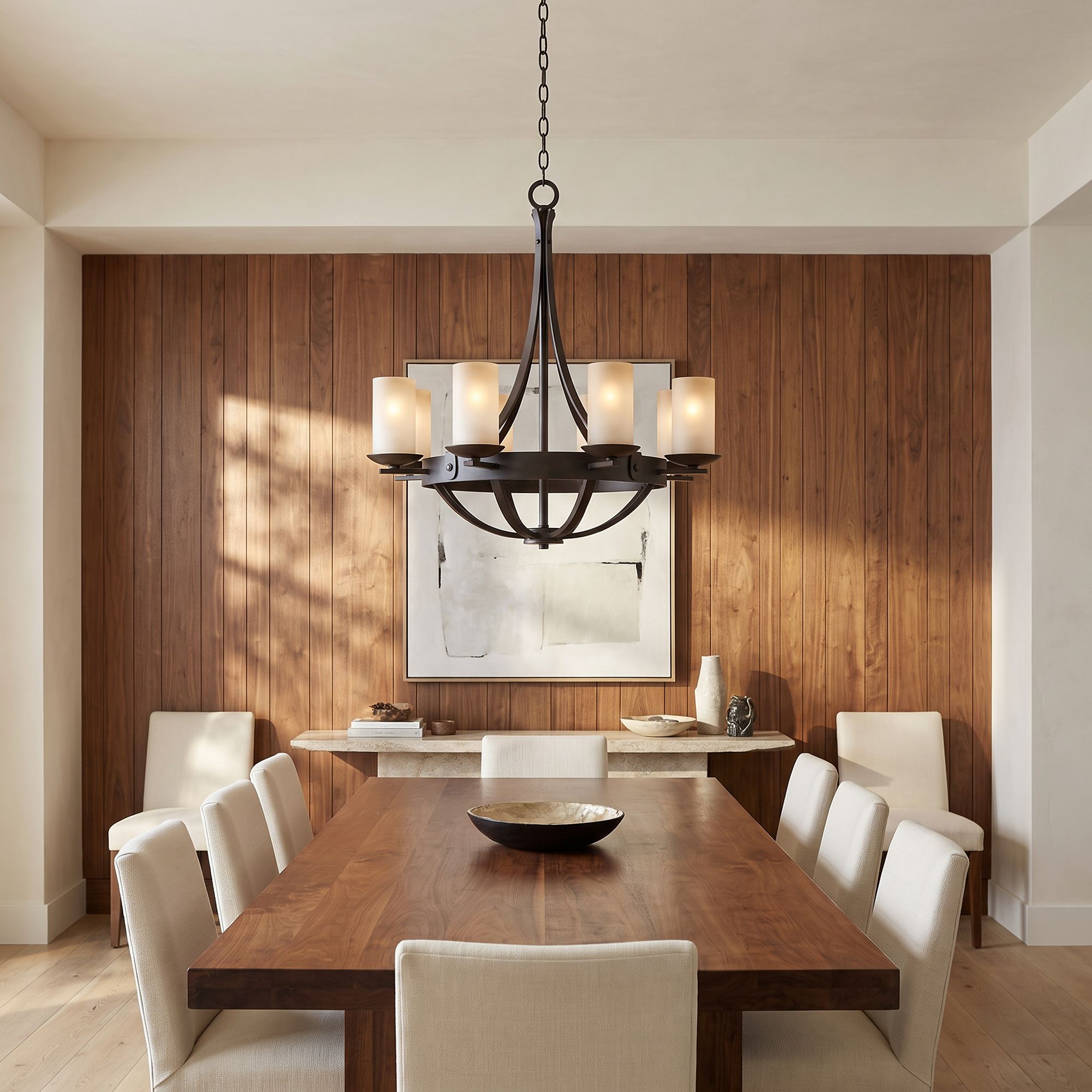 Image 1 Franklin Iron Works Sperry 28" Bronze Bowl and Scavo Glass Chandelier in scene